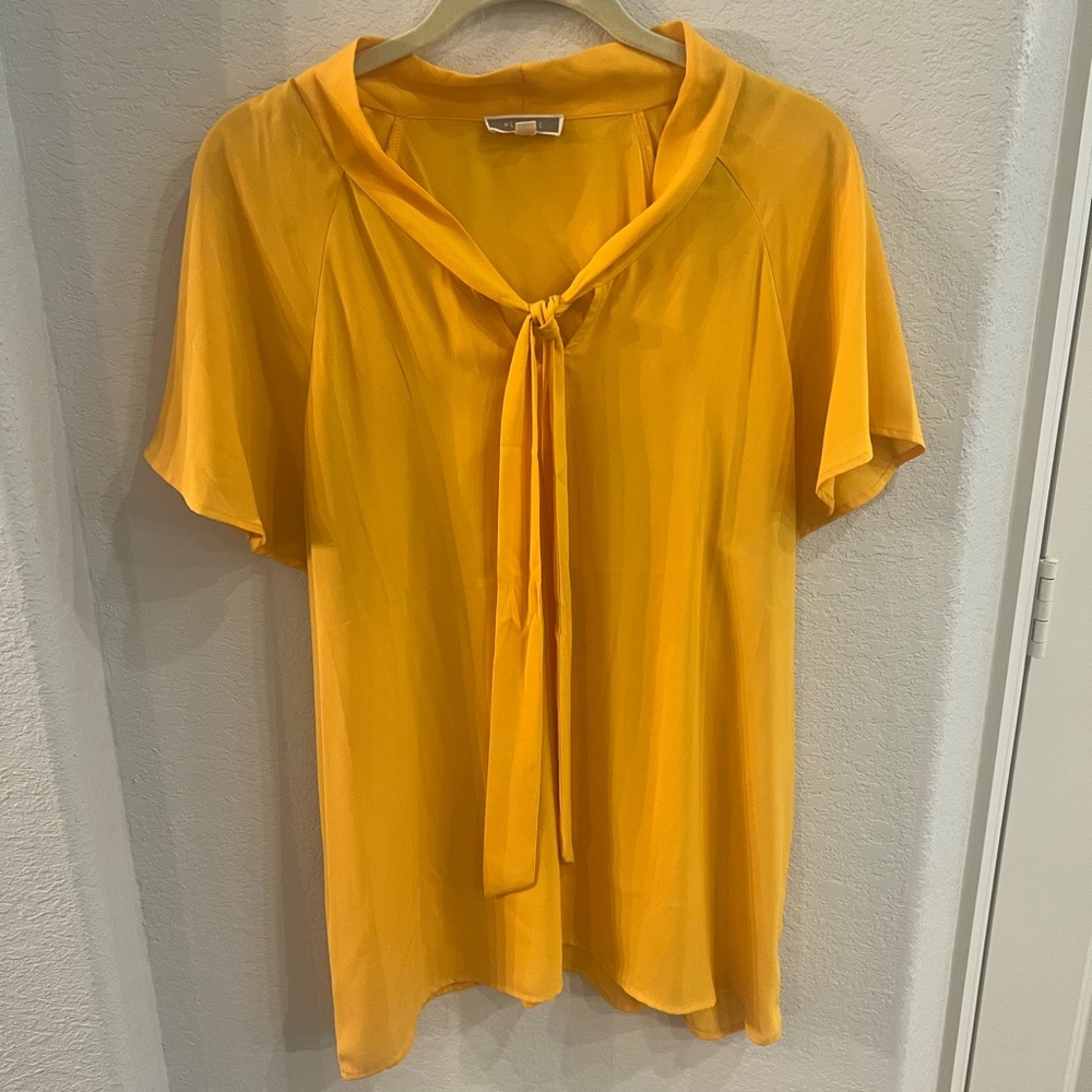 Pleione Yellow Tie Front Blouse -XL